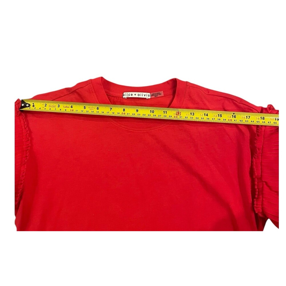 Alice + Olivia Short Sleeve Top Red Cotton T-shirt Women’s XS - Picture 6 of 8